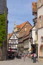 Quedlinburg, Germany, July 2022: The main square Markplatz, landmark houses