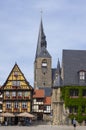 Quedlinburg, Germany, July 2022: Markplatz of the Main Square of Quedlinburg Old Town Germany