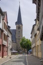 Quedlinburg, Germany, July 2022: Street leading to the Martkirche ST Benediktii