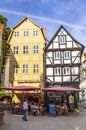 Quedlinburg, Germany, July 2022 : Tourists enjoying quality time at the town cafes