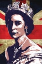 Queen Elizabeth II United Kingdom Vector Illustration poster template