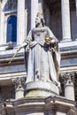 Queen Anne statue erected in 1712  outside St Paul`s Cathedral in London Royalty Free Stock Photo