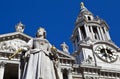 Queen Anne Statue infront of St. Paul's Cathedral Royalty Free Stock Photo