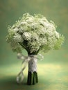 Queen Annes Lace flower wedding bouquet blurred background