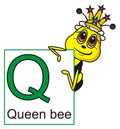 Queen bee holding a sign with the letter Q Royalty Free Stock Photo