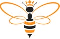 Queen Bee Icon With Crown In Yellow And Black. Isolated And Geometric.