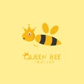 queen bee logo hand drawn for children\'s products Royalty Free Stock Photo