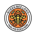 Queen Bee Logo Monoline Vintage Emblem Vector Design badge illustration Symbol Icon Royalty Free Stock Photo