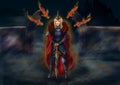 Queen of blades at night dark fantasy illustration Royalty Free Stock Photo
