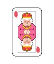 Queen card playing isolated. Old lady in crown. Vector illustration