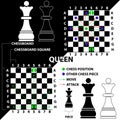 Queen. Chess piece made in the form of illustrations and icons.