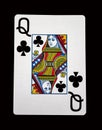 Queen of clubs card with clipping path