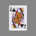 Queen of Clubs. Isolated on a gray background. Gamble. Playing cards Royalty Free Stock Photo