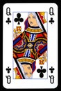 Queen of clubs playing card Royalty Free Stock Photo