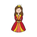 Queen with a crown in cartoon style