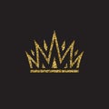 Queen crown, royal gold headdress. King golden accessory. Isolated vector illustrations. Elite class symbol on black