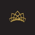 Queen crown, royal gold headdress. King golden accessory. Isolated vector illustrations. Elite class symbol on black