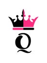 Queen crown silhouette Letter Q Royalty Free Stock Photo