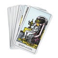 The Queen of Cups and other tarot cards on white background, top view Royalty Free Stock Photo