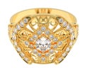 Queen diamond ring with gold metal