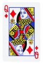 Queen of Diamonds playing card isolated on white Royalty Free Stock Photo