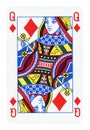 Queen of Diamonds playing card isolated on white Royalty Free Stock Photo