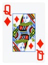 Queen of Diamonds playing card isolated on white Royalty Free Stock Photo