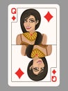 Queen of diamonds playing card Royalty Free Stock Photo