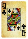 Queen of Diamonds Vintage playing card isolated on white Royalty Free Stock Photo