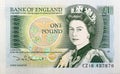 Queen Elizabeth II One Pound note Royalty Free Stock Photo