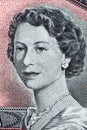 Queen Elizabeth II a portrait from old Canadian dollars Royalty Free Stock Photo