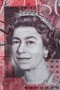 Queen Elizabeth II portrait on 50 pound sterling banknote Royalty Free Stock Photo