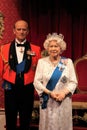 Queen Elizabeth, London, United Kingdom - March 20, 2017: Queen Elizabeth ii & Prince Philip portrait figure at museum, London