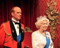 Queen Elizabeth, London, United Kingdom - March 20, 2017: Queen Elizabeth ii & Prince Philip portrait figure at museum, London