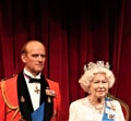 Queen Elizabeth, London, United Kingdom - March 20, 2017: Queen Elizabeth ii & Prince Philip portrait figure at museum, London