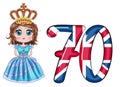 Queen Elizabeth Platinum Jubilee celebration poster. Queen reigns for 70 years. Royalty Free Stock Photo