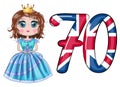 Queen Elizabeth Platinum Jubilee celebration poster. Queen reigns for 70 years. Royalty Free Stock Photo