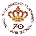 Queen Elizabeth Platinum Jubilee Crown Celebration Poster, Reigning 70 Years Royalty Free Stock Photo