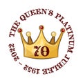 Queen Elizabeth Platinum Jubilee Crown Celebration Poster, Reigning 70 Years Royalty Free Stock Photo