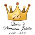 Queen Elizabeth Platinum Jubilee Crown Celebration Poster, Reigning 70 Years Royalty Free Stock Photo