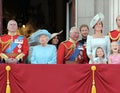 Queen Elizabeth Royal Family, Buckingham Palace, London June 2017- Trooping the Colour Prince George William, harry, Prince Philip Royalty Free Stock Photo