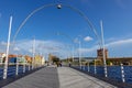 The Queen Emma floating bridge and pastel colored architecture of Curacao island