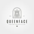 Queen face logo vector line art minimalism illustration design, goddess emblem vector design Royalty Free Stock Photo