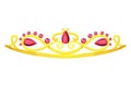 Queen golden crown vector icon. Gold princess tiara cartoon illustration Royalty Free Stock Photo