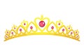 Queen golden crown vector icon. Gold princess tiara cartoon illustration Royalty Free Stock Photo