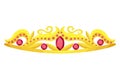 Queen golden crown vector icon. Gold princess tiara cartoon illustration Royalty Free Stock Photo