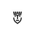 Queen head logo portrait lady in the crown playing card character in a monogram minimalist style