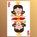 Queen of heart. Playing cards with cartoon cute characters