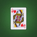 Queen of Hearts on a green poker background. Gamble. Playing cards Royalty Free Stock Photo