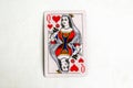 Queen of Hearts playing card, white background. Copy space Royalty Free Stock Photo